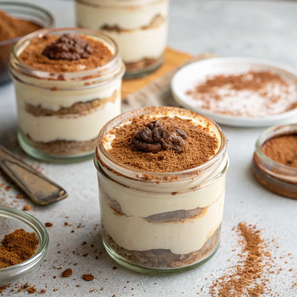 Injeolmi Tiramisu Injeolmi tiramisu in serving jars