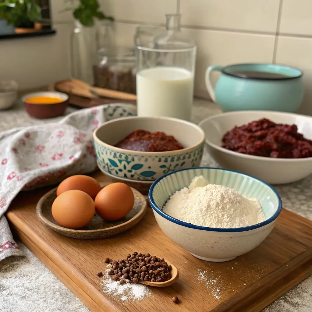 Gukhwa‑ppang flower pastry recipe Gukhwa‑ppang ingredients bowls flour red bean paste
