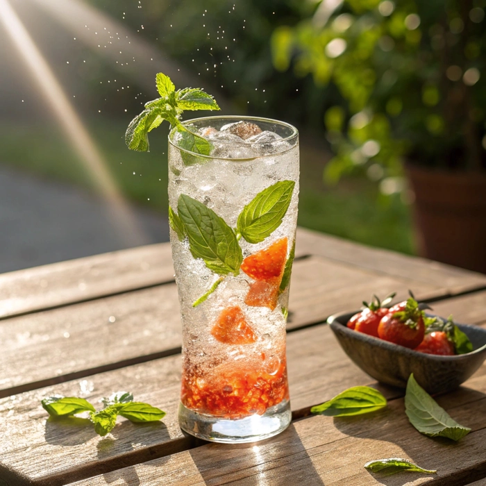Tomato Cheong Syrup Sparkling water with Tomato Cheong Syrup