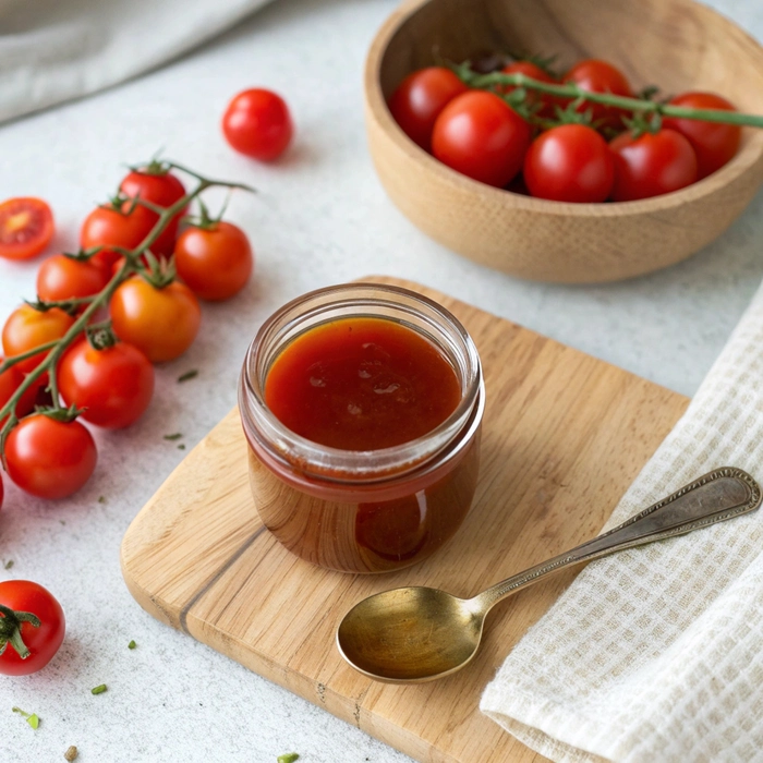 Tomato Cheong Syrup Homemade Tomato Cheong Syrup recipe card photo
